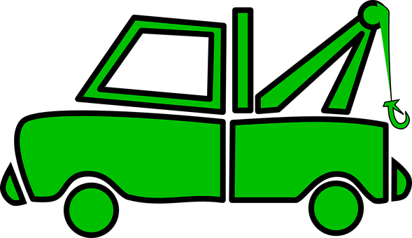 green towing car